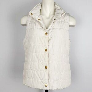 Michael Kors Women's Puffer Quilted Vest Off White Gold Size Medium